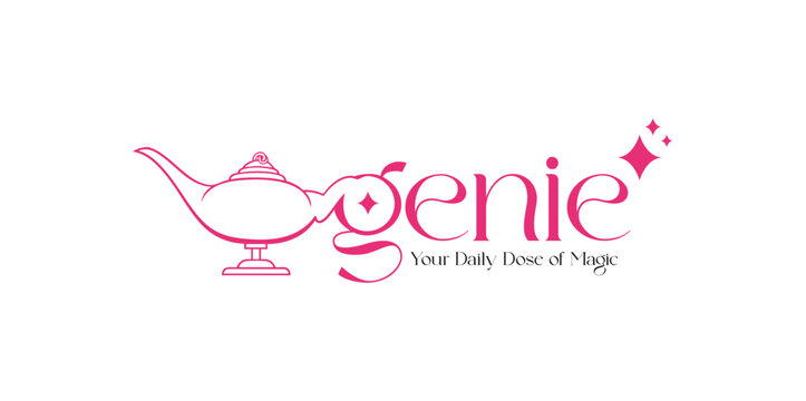 Minimal genie lamp logo with clean magical typography.