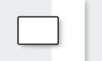 Horizontal tablet mockup with blank screen and empty web page template for showing landing layouts and website designs