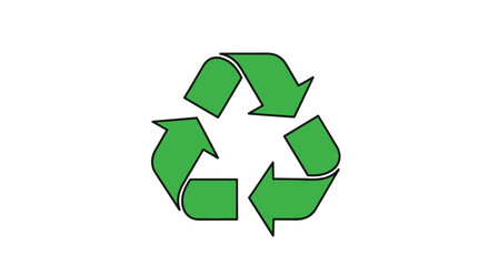 Obraz premium A classic green universal recycling symbol with three chasing arrows representing the concept of reuse reduce and recycle for environmental care.