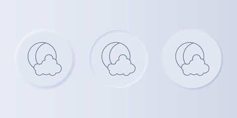 Grey Moon and stars icon isolated on grey background. Set icons in square buttons. Vector