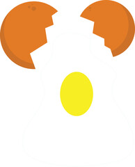 Raw Egg with Broken Shell Flat Illustration. Clean Icon Design Element on Isolated White Background