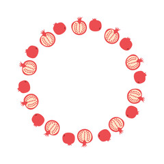 Obraz premium Pomegranate wreath Christmas design in folk style Folk art Vector illustration New year frame vector design