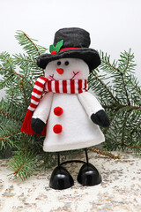 Fototapeta premium le bonhomme de neige sur ses grands pieds