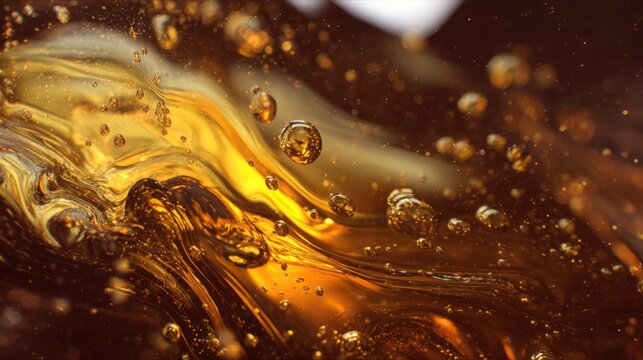 golden glowing motor oil swirling like liquid energy, cinematic slow motion, ultra detailed macro, premium aesthetic