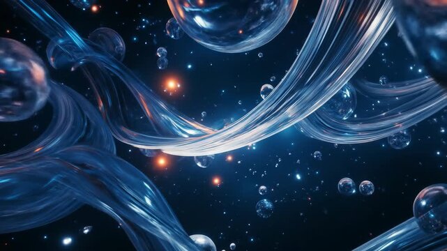 Abstract illustration of celestial spheres and cosmic energy fields