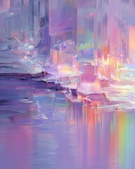 Colorful Abstract Crystal Landscape with Reflective Surfaces