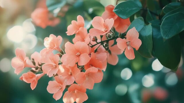 Video A detailed view of a tree branch with multiple types of flowers, suitable for use in editorial or commercial contexts