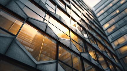 close-up view of corporate building glass facade