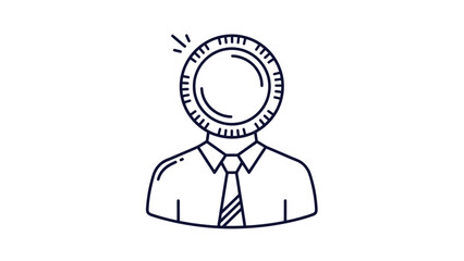A stylized line drawing of a person wearing a shirt and tie, with a coin replacing their head, symbolizing financial concepts.