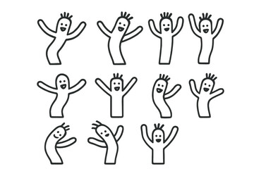 Wacky waving inflatable tube men characters in dynamic poses for advertising and promotion