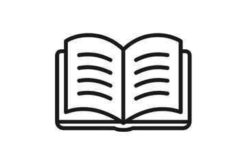 Minimalist open book icon with curved lines symbolizing text content