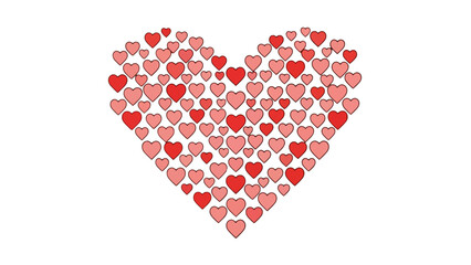 A red heart shape illustration symbolizing love and romance on a white background for a Valentine's Day card design
