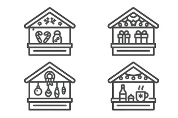 Markets display goods for holiday season including food, drinks, and decorations to celebrate the festive time of year