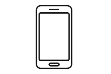 Minimalist black outline drawing of a modern mobile phone or generic smartphone device