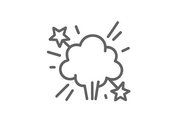 Stylized outline symbol of a comic explosion cloud with radiating lines and stars