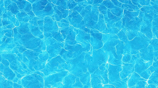 An overhead shot of a swimming pool's surface, showcasing the vibrant blue water and subtle light reflections creating a textured pattern