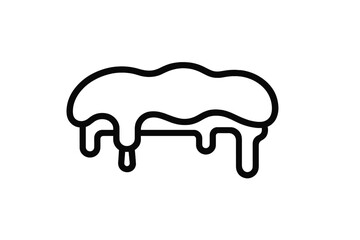 Wavy snowdrift cap with dripping icicles, minimalist winter weather element