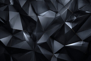 Obraz premium dark geometric abstract background texture with faceted surfaces and metallic gold accents