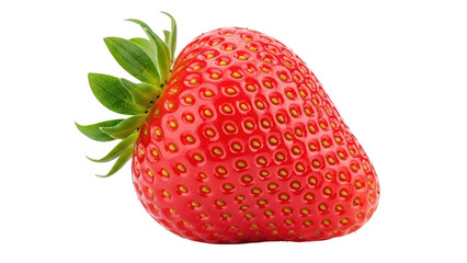 Fresh red strawberry isolated PNG, ripe fruit with seeds on transparent background, healthy eating and summer harvest