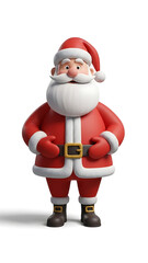 Obraz premium Adorable Cartoon Santa Claus Character Standing Isolated on White Background