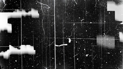 Distorted vintage film overlay with dust, scratches, noise, glitches