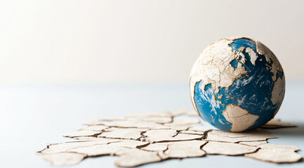 Cracked earth globe global warming climate change drought environmental crisis