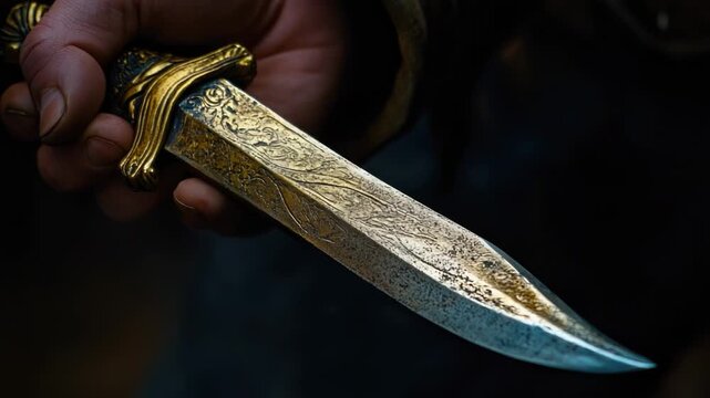 Video A person grasping a knife in their hand, ready for use