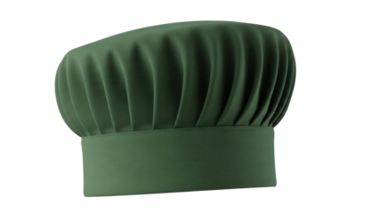 Dark green chef s hat isolated PNG on transparent background, professional kitchen headwear for culinary arts and restaurant uniform