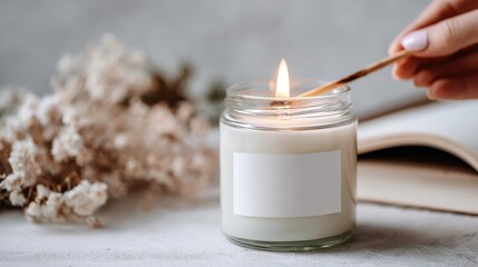 Lighting a candle with a matchstick