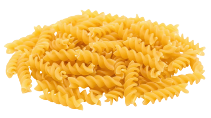 Isolated portion of uncooked fusilli pasta, spiral shape ready to cook for a family meal