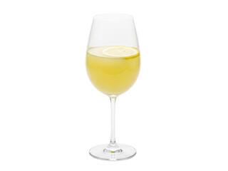Isolated glass of lemonade, refreshing summer drink on a clear stem. Perfect for parties