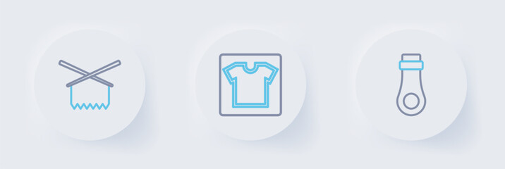 Set line Zipper, Sewing pattern and Knitting needles icon. Vector