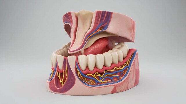 Anatomical Model of Human Submandibular Region with Teeth and Gums