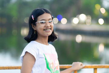Indian teenager child smiling
