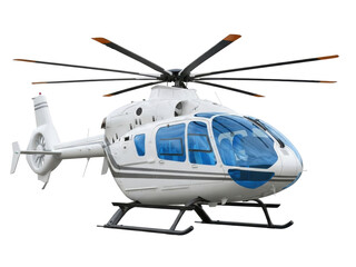 Isolated transport helicopter, modern utility rotorcraft with streamlined design, ready for flight