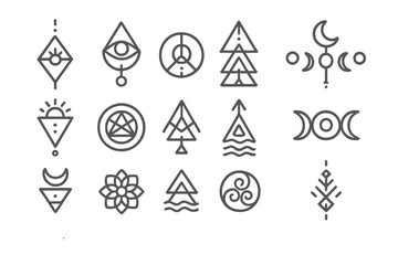 Minimalist geometric esoteric and spiritual line icons collection