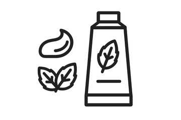 Herbal cream tube and mint leaves line icon set © Andrei