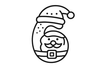 Stylized six shape with Santa Claus face integrated