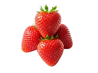 Isolated heap of fresh ripe red strawberries, healthy fruit ingredient, seasonal snack