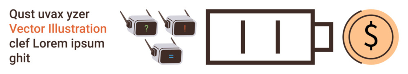 Energy efficiency, payment systems, technology integration, digital progress, financial transactions, sustainability. Battery icon, charging symbols currency. Energy efficiency and payment systems