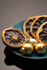 Dried Grapefruits On Festive Plate