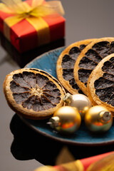 Dried Grapefruits On Festive Plate