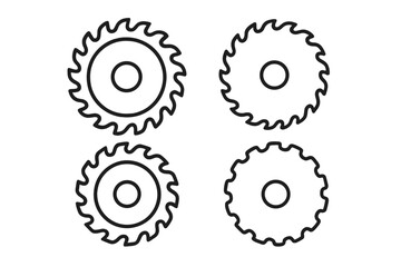 Four circular saw blade icons featuring distinct tooth patterns
