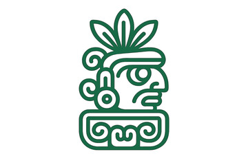 Stylized ancient Mesoamerican glyph profile icon in bold green outline