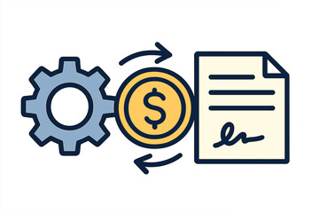 Gear mechanism connecting financial process and signed legal contract