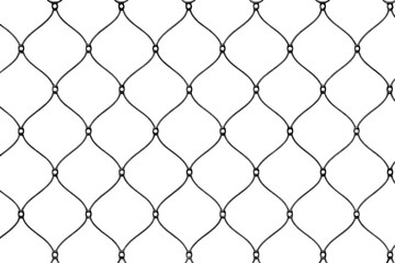 Fototapeta premium Seamless pattern of dark gray decorative metal fence mesh on white background