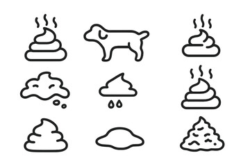 Stylized outline icons depicting canine waste and excrement shapes