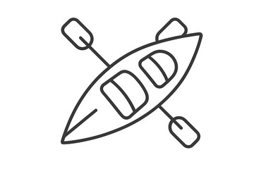 Tandem kayak with crossed paddle for water sports and recreation