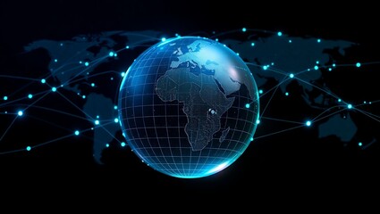 Generative AI Visualizing a Digital Globe with Network Connectivity Over Earth