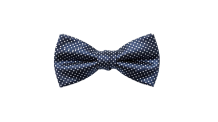 Isolated navy blue polka dot bow tie, elegant formal wear and stylish accessory, clothing item